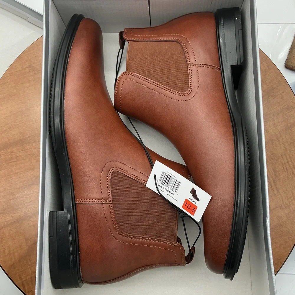 Perry Ellis Portfolio Chelsea Boots‎ Men's Brown Leather Casual Formal - 10.5